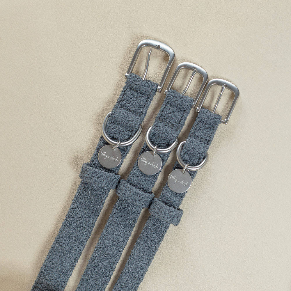 Boucle Medium Dog Collar in Charcoal