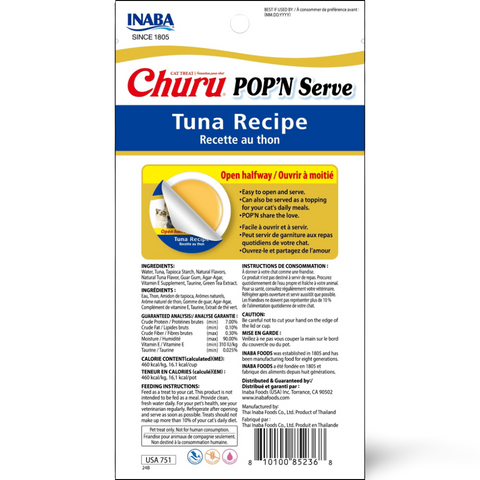 Churu Pop N Serve Tuna Recipe Cat Treats
