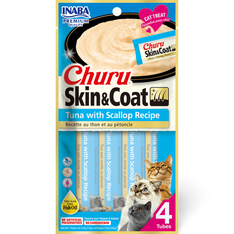 Churu Skin And Coat Tuna With Scallop Recipe Cat Treat
