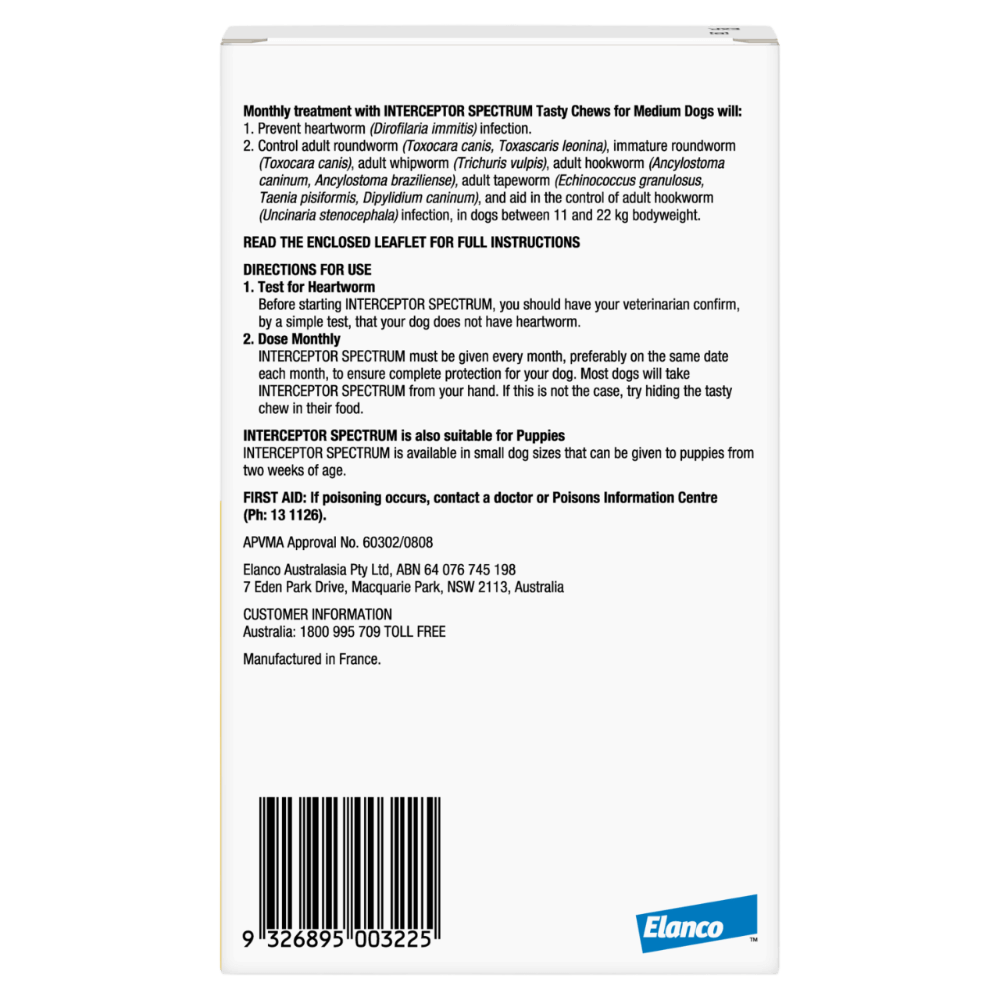 Spectrum Worming Chews Medium Dogs Yellow