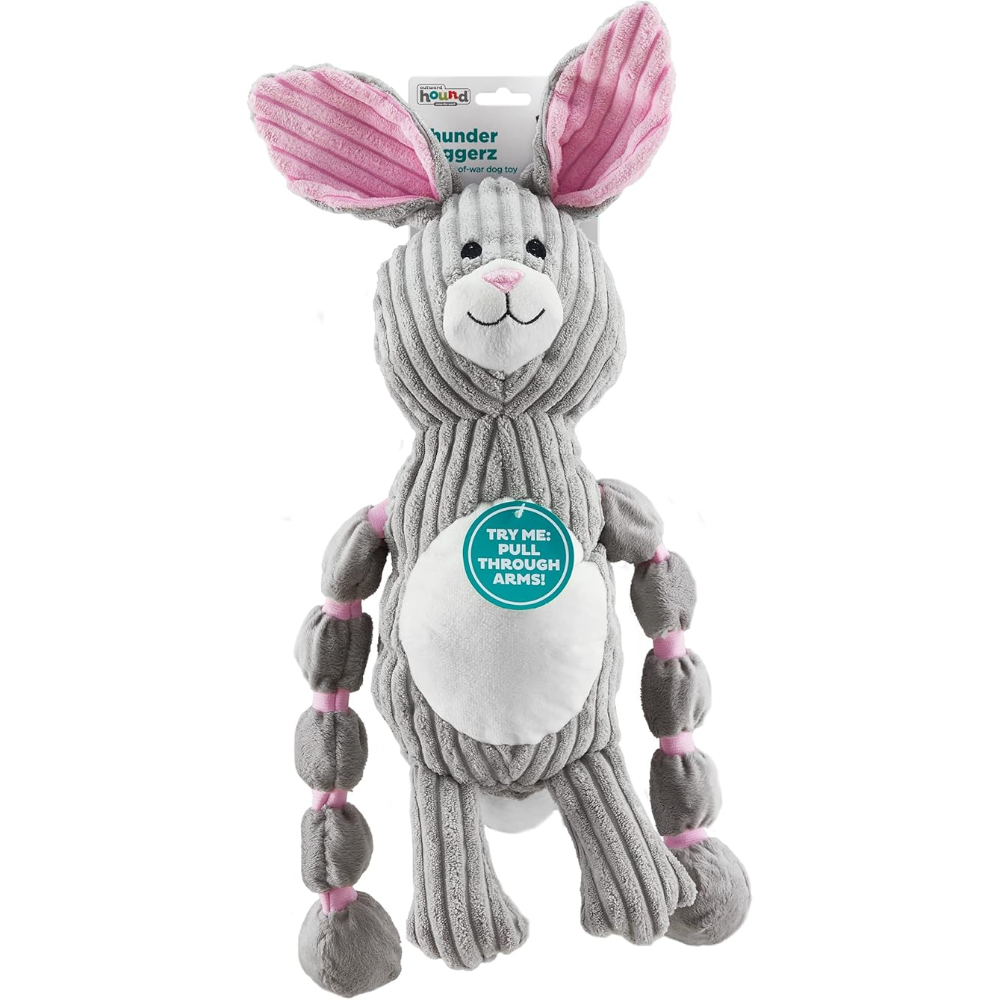 Outward Hound Thunder Tuggerz Bunny Plush Dog Toy Grey