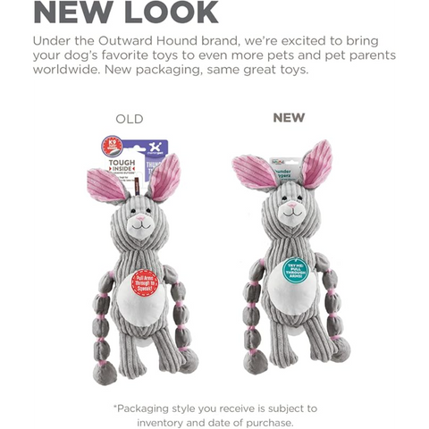Outward Hound Thunder Tuggerz Bunny Plush Dog Toy Grey