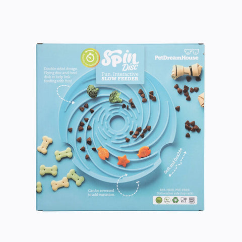 Pet DreamHouse SPIN Interactive 2-in-1 Slow Feeder Lick Pad & Frisbee for Dogs