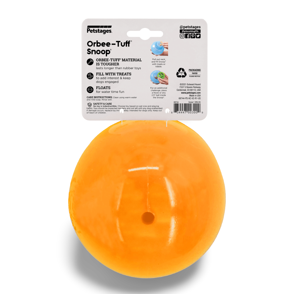 Orbee Tuff Snoop Interactive Dog Toy Orange