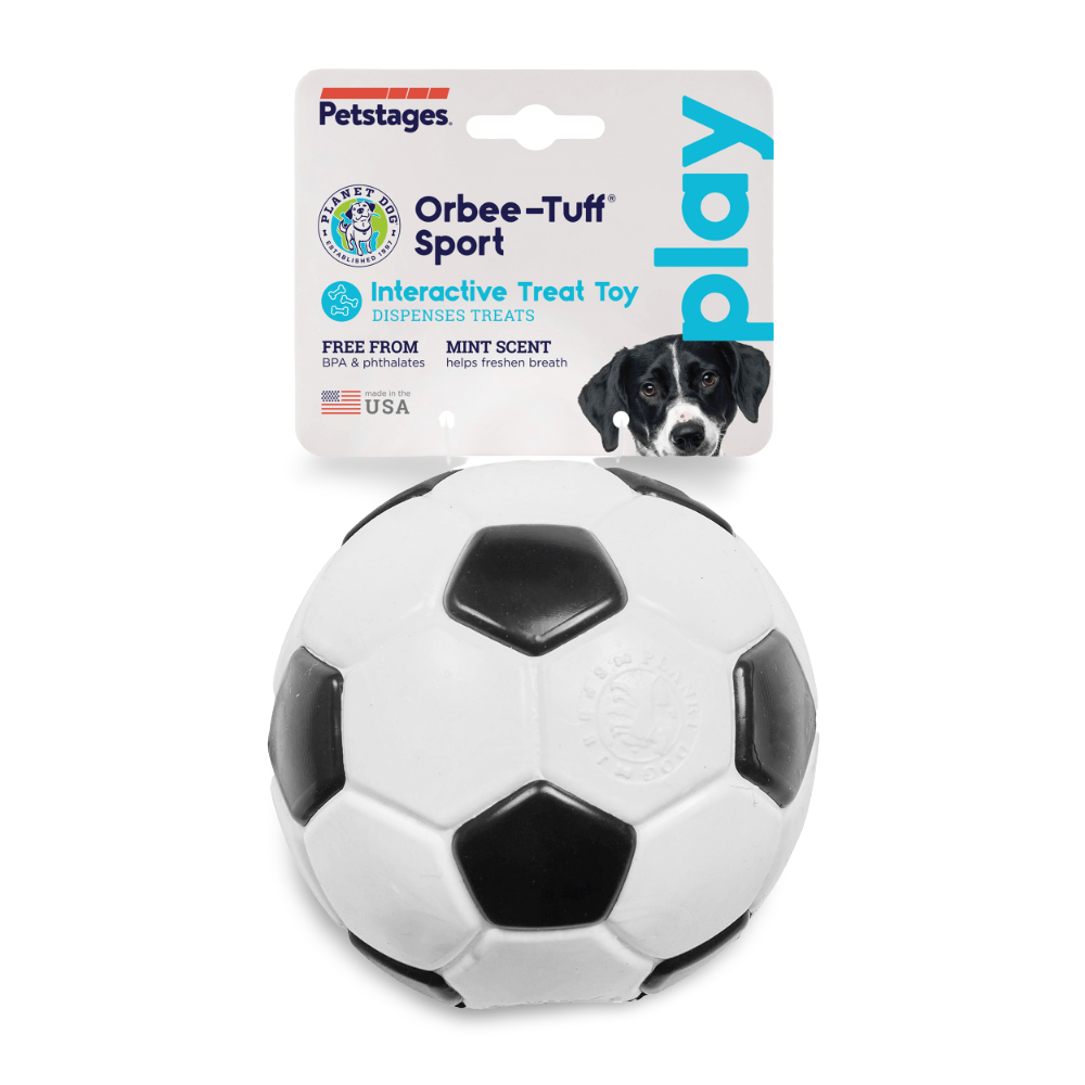Soccer Ball Dog Treat Dispensing Toy White