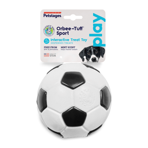 Soccer Ball Dog Treat Dispensing Toy White