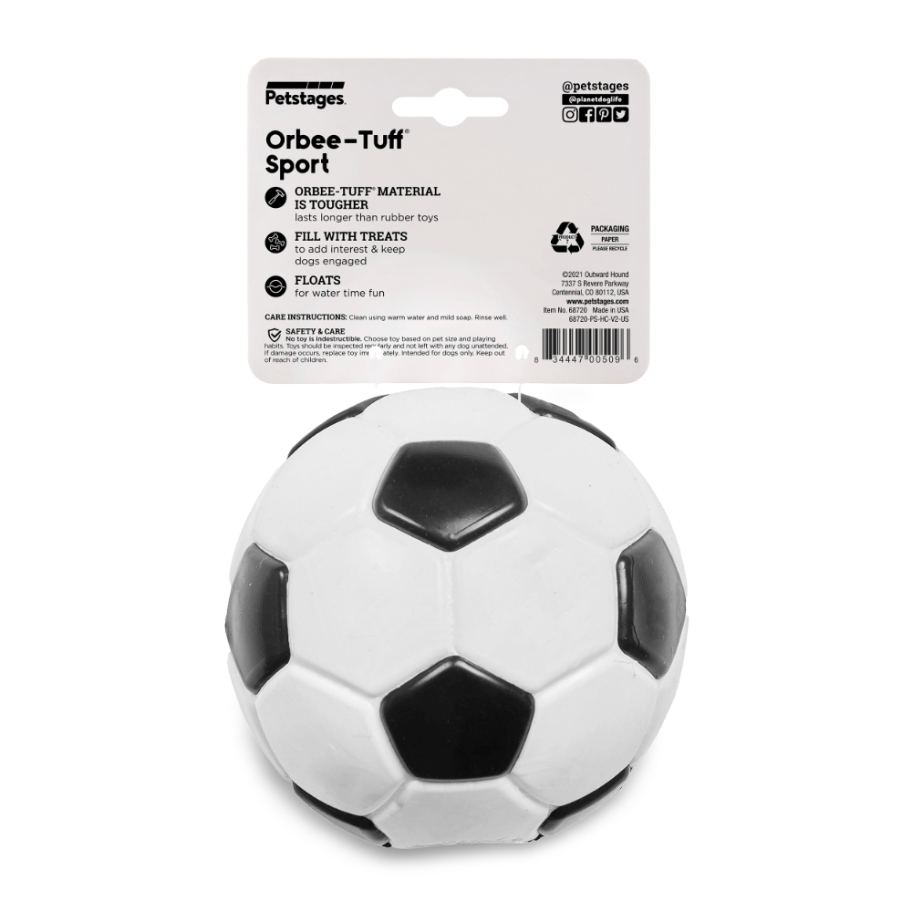 Soccer Ball Dog Treat Dispensing Toy White