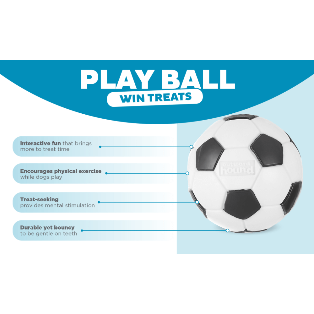 Soccer Ball Dog Treat Dispensing Toy White