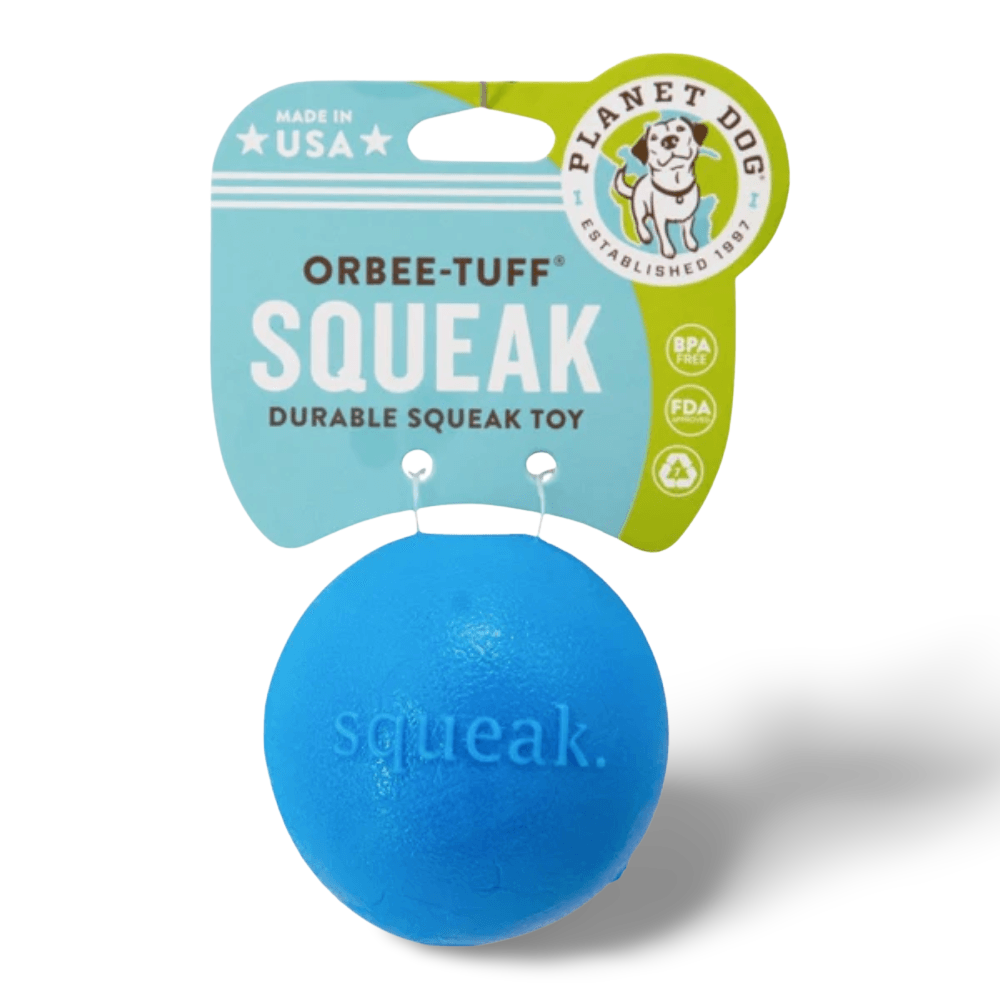 Squeak Ball Dog Treat Dispensing Toy Blue