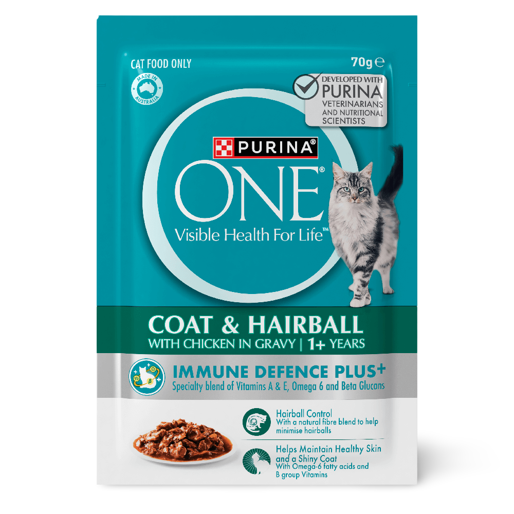 Adult Coat And Hairball With Chicken In Gravy Wet Cat Food Pouches