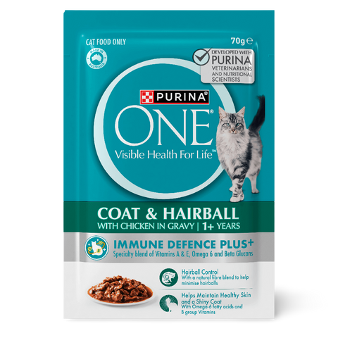 Adult Coat And Hairball With Chicken In Gravy Wet Cat Food Pouches