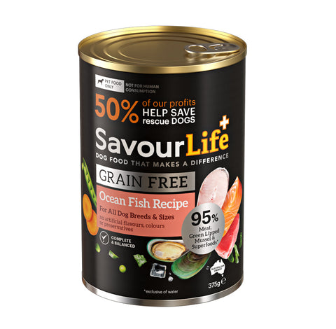 SavourLife Grain Free Adult Ocean Fish Recipe Wet Dog Food 375g