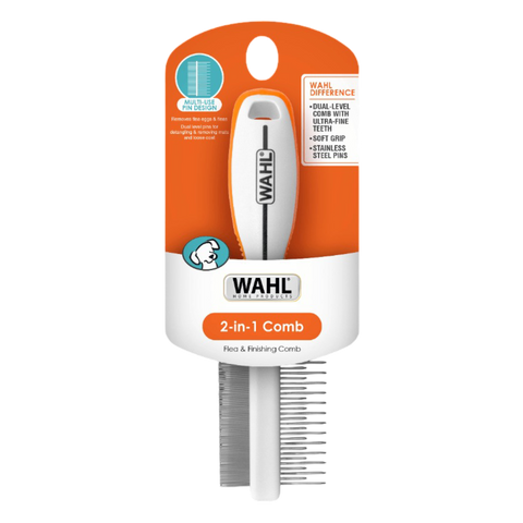 2 In 1 Finishing And Flea Comb Dog Grooming Tool Orange