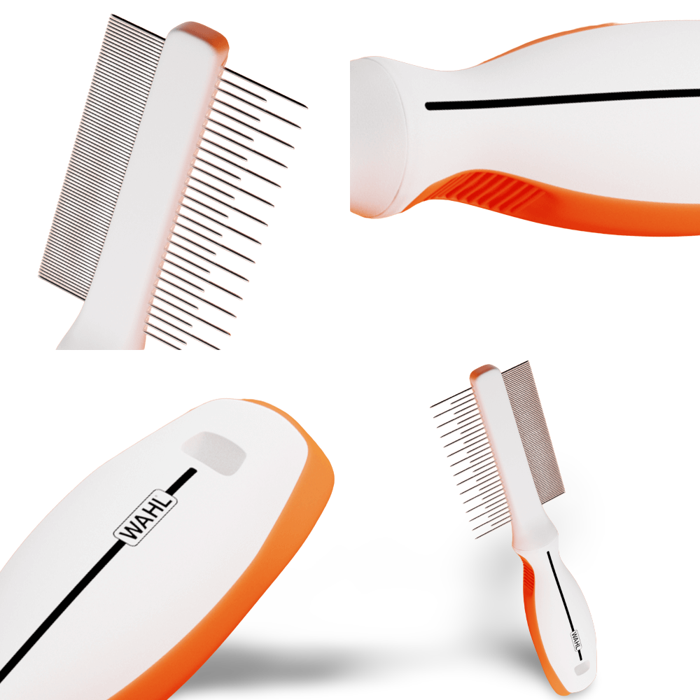 2 In 1 Finishing And Flea Comb Dog Grooming Tool Orange – petsome
