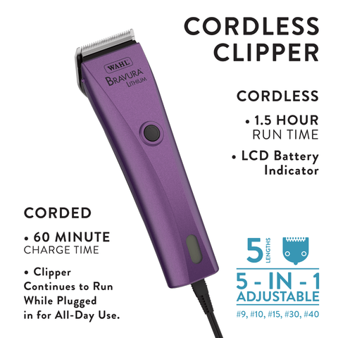 Bravura Royal Purple Dog Clipper With 5 In 1 Blade