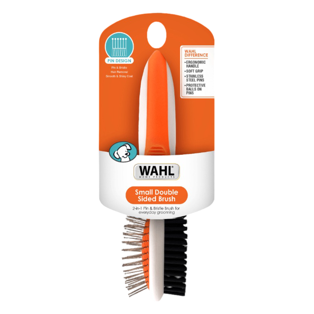 Small Double Sided Pin And Bristle Brush Dog Grooming Tool Orange