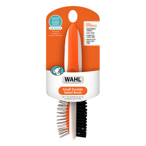 Small Double Sided Pin And Bristle Brush Dog Grooming Tool Orange