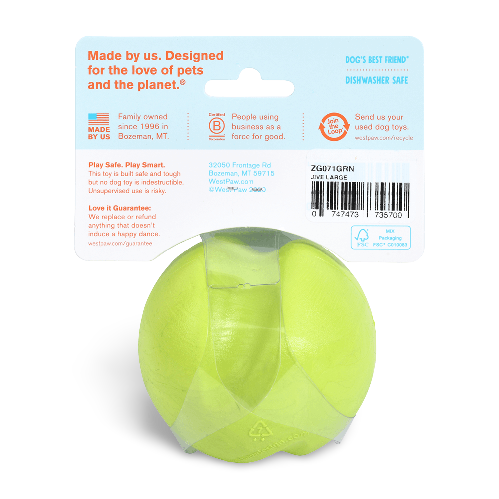 Jive Zogoflex Fetch Ball Tough Dog Toy Green
