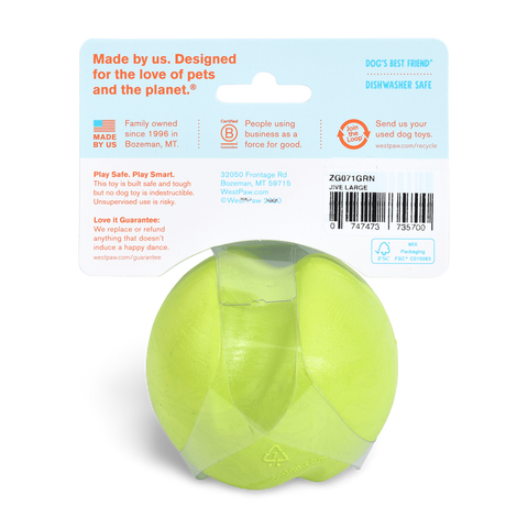 Jive Zogoflex Fetch Ball Tough Dog Toy Green