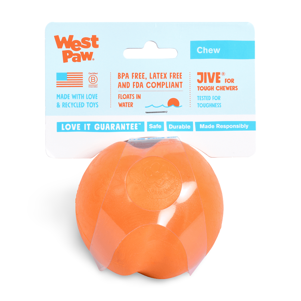 Jive Zogoflex Fetch Ball Tough Dog Toy Orange