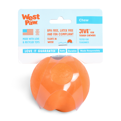 Jive Zogoflex Fetch Ball Tough Dog Toy Orange