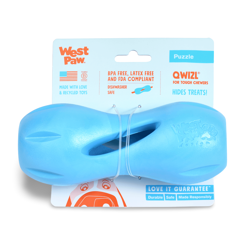 Qwizl Treat Dispensing Dog Toy Blue