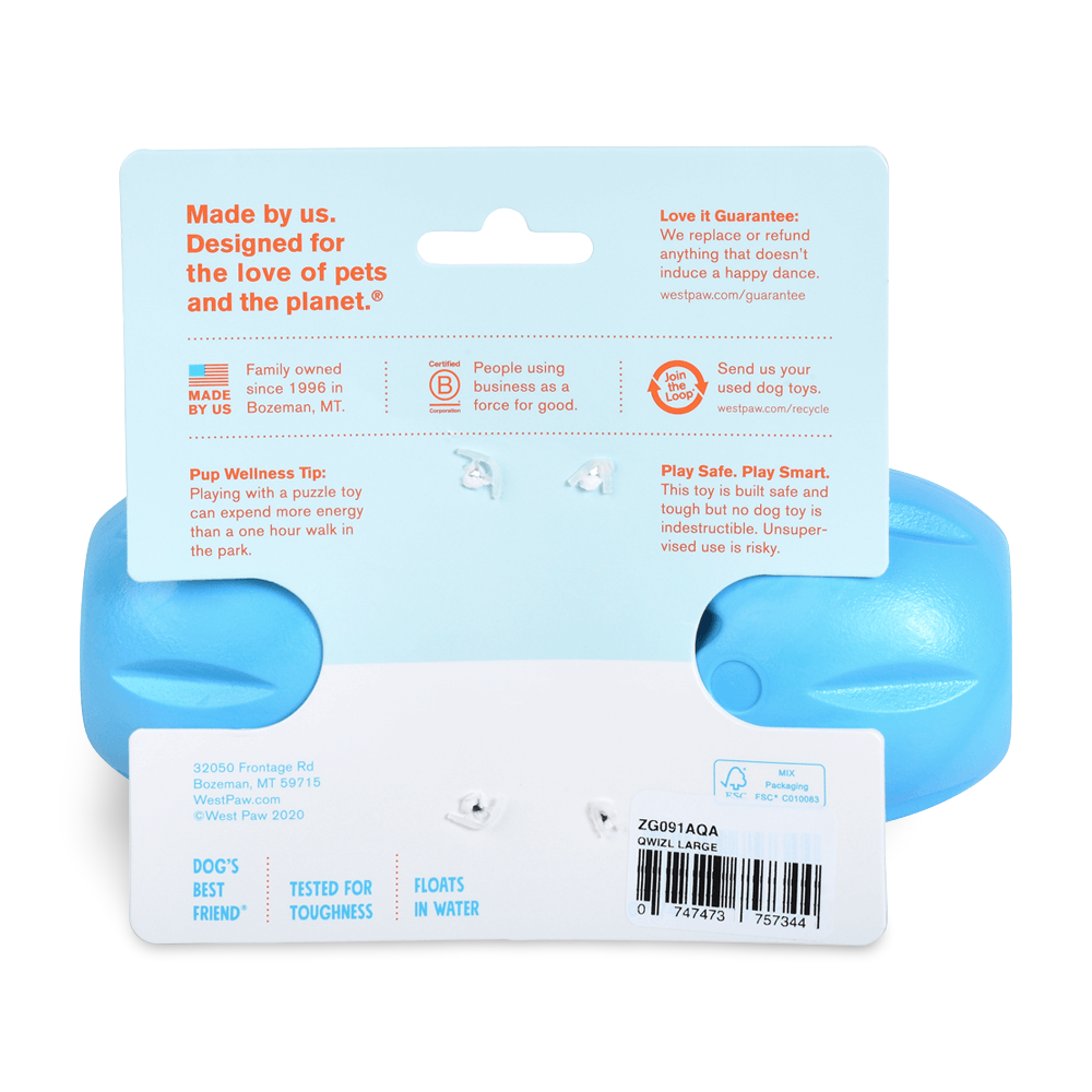 Qwizl Treat Dispensing Dog Toy Blue