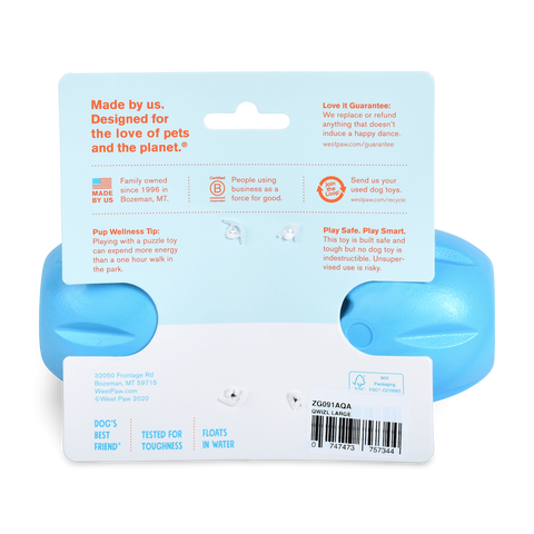 Qwizl Treat Dispensing Dog Toy Blue