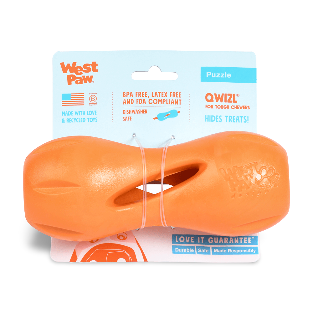 Qwizl Treat Dispensing Dog Toy Orange
