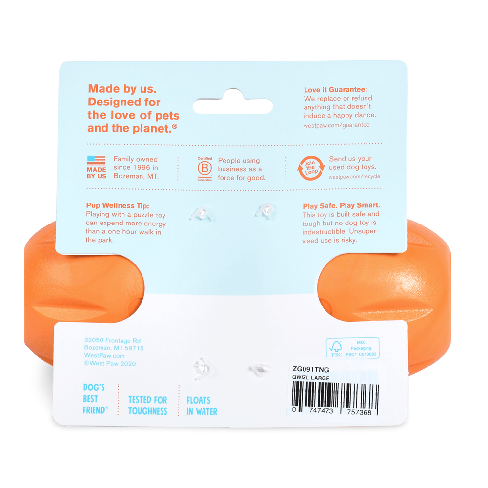 Qwizl Treat Dispensing Dog Toy Orange
