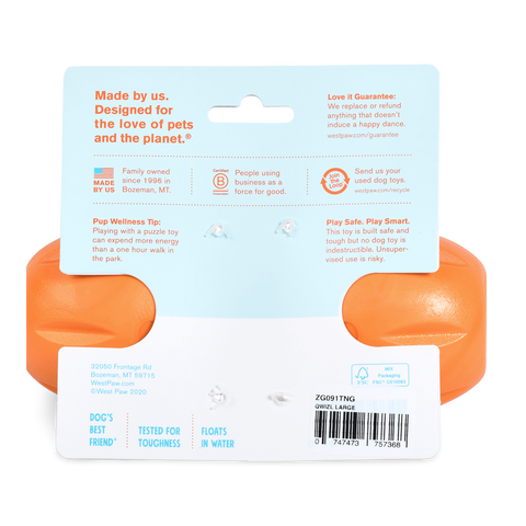 Qwizl Treat Dispensing Dog Toy Orange