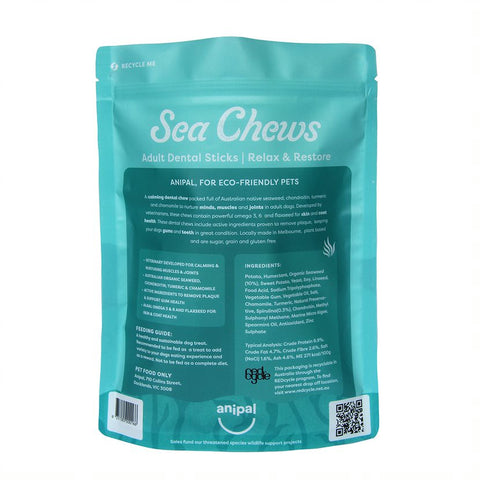 Anipal Sea Chews Dental Sticks Treats| Relax & Restore for Adult Dogs