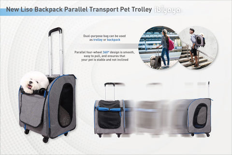 Ibiyaya Wheeled Backpack Parallel Transport Pet Trolley
