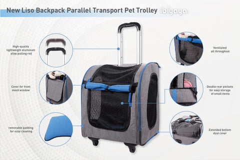 Ibiyaya Wheeled Backpack Parallel Transport Pet Trolley