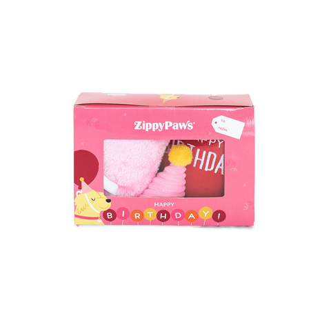Birthday Box Dog Interactive Soft Toy Pink