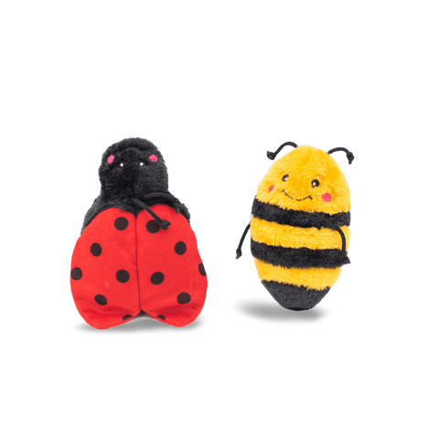 Crinkle Bee And Lady Bug Squeaky Dog Toy
