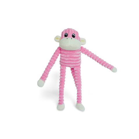 Spencer Crinkle Monkey Dog Toy Pink