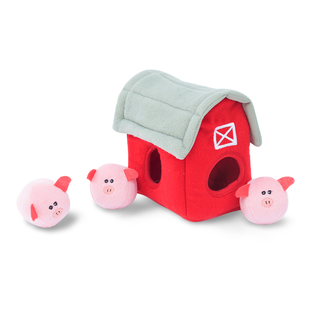 Zippy Burrow Pig Barn Interactive Soft Dog Toy