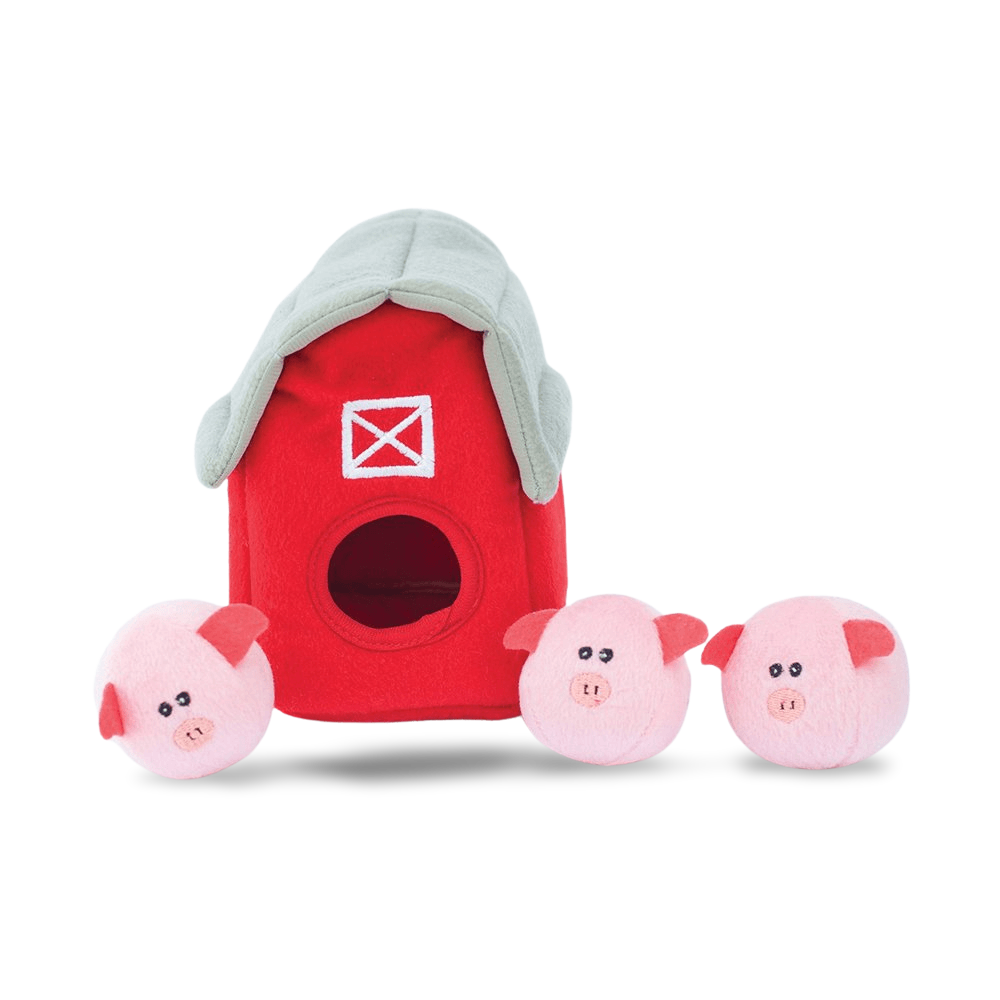 Zippy Burrow Pig Barn Interactive Soft Dog Toy