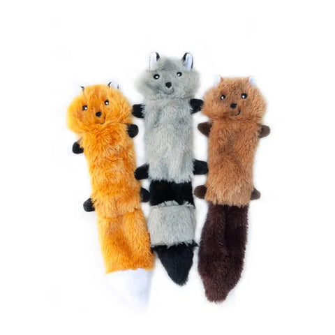 Zippy Paws Dog Toys Skinny Peltz - 3-Pack Small (Fox, Raccoon, Squirrel)