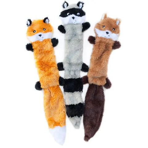 Zippy Paws Dog Toys Skinny Peltz - 3-Pack Large (Fox, Raccoon, Squirrel)