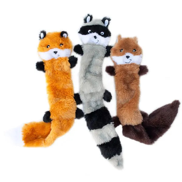 Zippy Paws Dog Toys Skinny Peltz - 3-Pack Large (Fox, Raccoon, Squirrel)