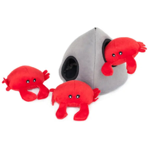 Zippy Paws Dog Toys Plush Burrow - Rock with 3 Crabs